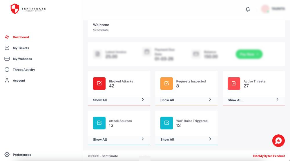 SentriGate Dashboard
